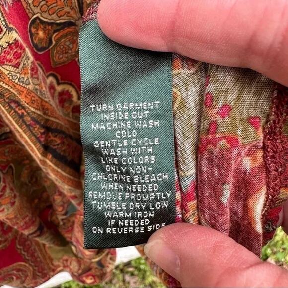 Lauren Ralph Lauren scoop neck long balloon sleeve blouse Paisley plus size - Picture 4 of 6